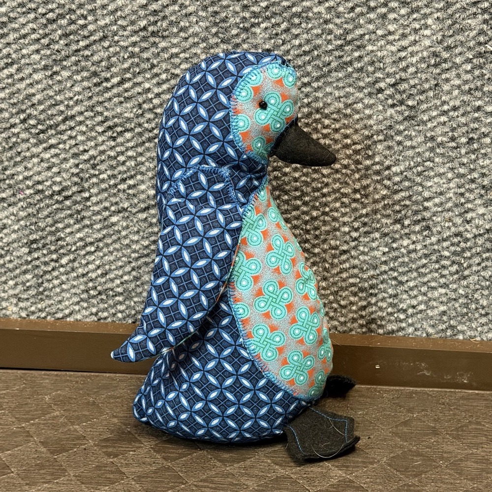 Handmade Quilted Penguin Plush With Felt Feet And Beak